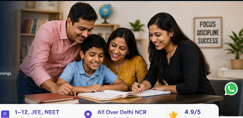 Indian students learning with a home tutor in Delhi