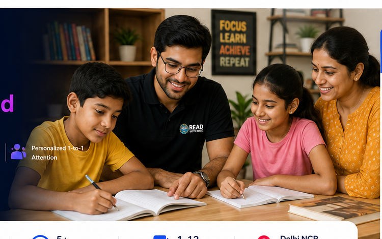 Indian tutor and students learning together